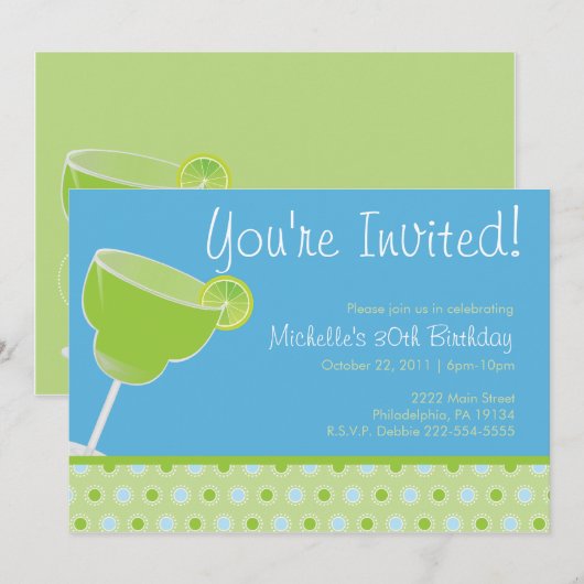 Uitnodiging Margarita Party (Voorkant / Achterkant)