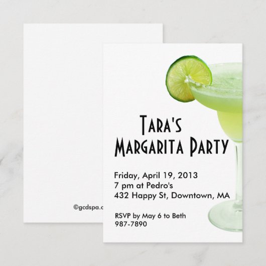 Uitnodiging Margarita Party (Voorkant / Achterkant)
