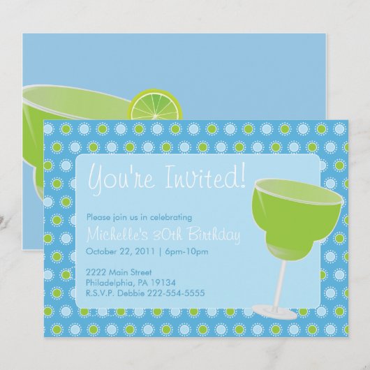 Uitnodiging Margarita Party (Voorkant / Achterkant)