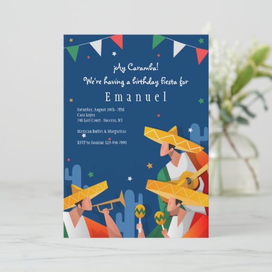 Uitnodiging Mariachi Mannen (Staand voorkant)