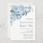 Uitnodiging Marine Blauw Spaanse bruiloft uitnodig (Voorkant)