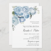 Uitnodiging Marine Blauw Spaanse bruiloft uitnodig (Voorkant / Achterkant)