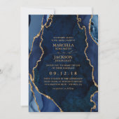 Uitnodiging marmer & Gold Agate Wedding (Voorkant)
