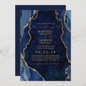 Uitnodiging marmer & Gold Agate Wedding (Voorkant / Achterkant)