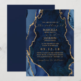Uitnodiging marmer & Gold Agate Wedding
