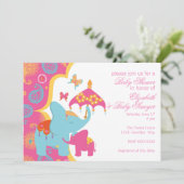 Uitnodiging Marokkaans Baby shower Elephant (Staand voorkant)