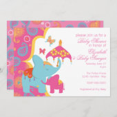 Uitnodiging Marokkaans Baby shower Elephant (Voorkant / Achterkant)
