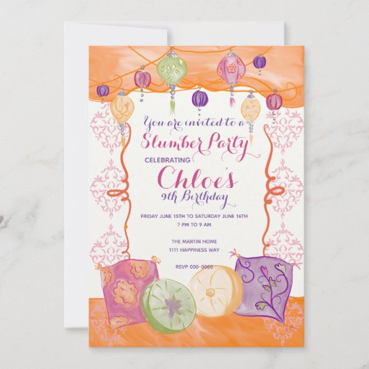 Uitnodiging Marokkaanse Slumber-partij (Voorkant)