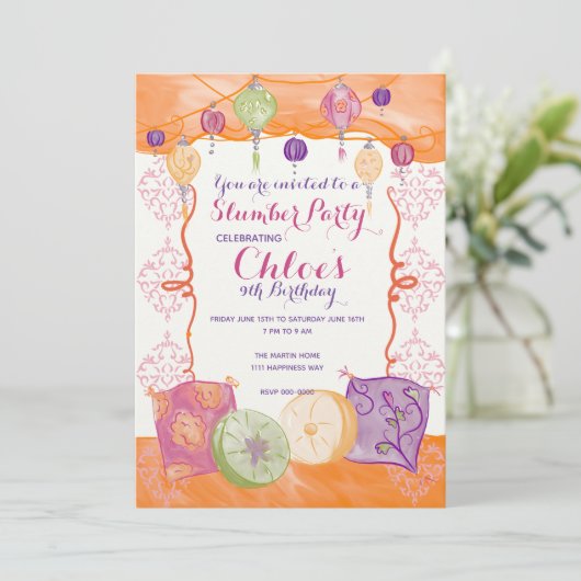 Uitnodiging Marokkaanse Slumber-partij (Staand voorkant)