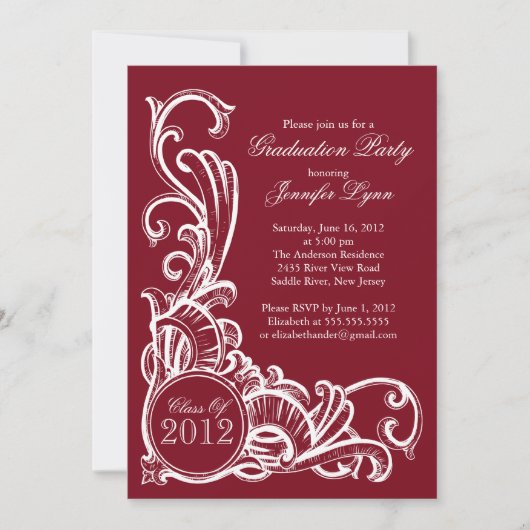 Uitnodiging  Maroon Graduation Party (Voorkant)
