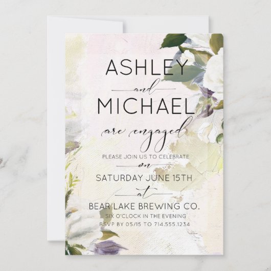 Uitnodiging Marsala Oil Typography Engagement Part (Voorkant)