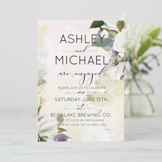 Uitnodiging Marsala Oil Typography Engagement Part (Staand voorkant)