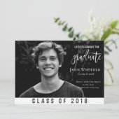 Uitnodiging Masculine Photo Graduation Party (Staand voorkant)