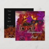 Uitnodiging Maskers Masquerade Bal Feest 6 (Voorkant / Achterkant)