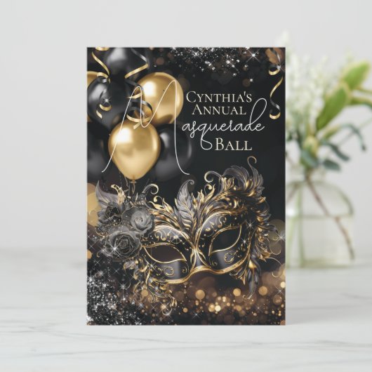 Uitnodiging Masquerade Party (Staand voorkant)