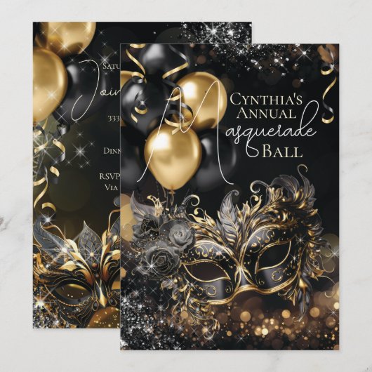 Uitnodiging Masquerade Party (Voorkant / Achterkant)