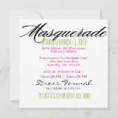Uitnodiging Masquerade Party (Achterkant)