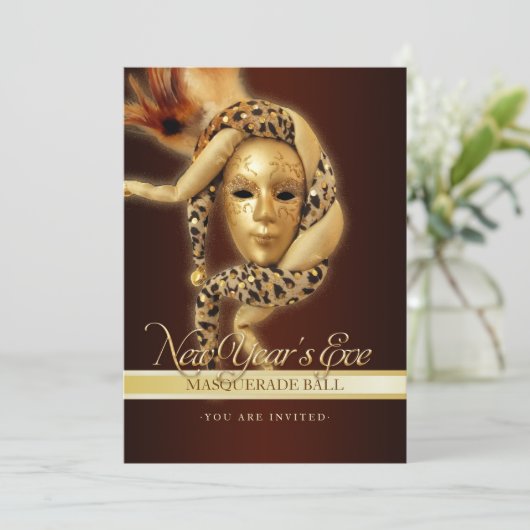 Uitnodiging Masquerade Party (Staand voorkant)