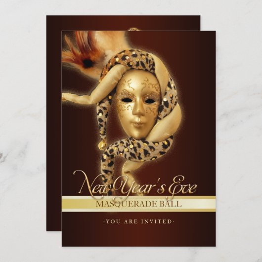 Uitnodiging Masquerade Party (Voorkant / Achterkant)