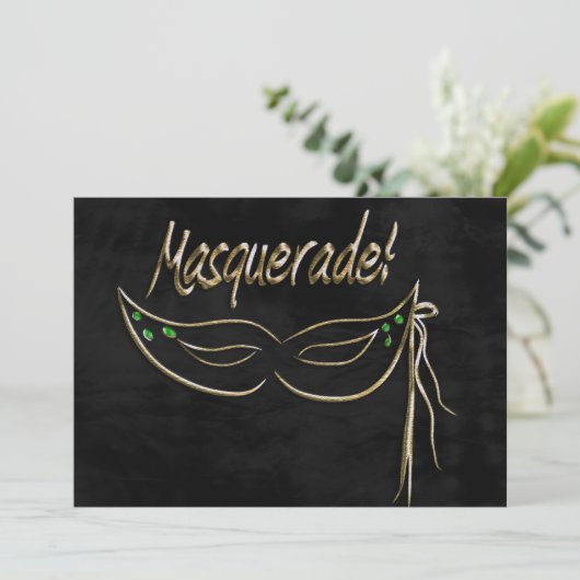 Uitnodiging Masquerade Party (Staand voorkant)