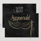 Uitnodiging Masquerade Party (Voorkant / Achterkant)