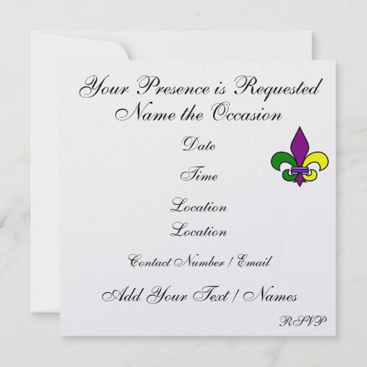 Uitnodiging Masquerade Party (Achterkant)