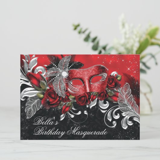 Uitnodiging Masquerade Party (Staand voorkant)