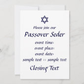 Uitnodiging Matzoh Passover Seder (Achterkant)