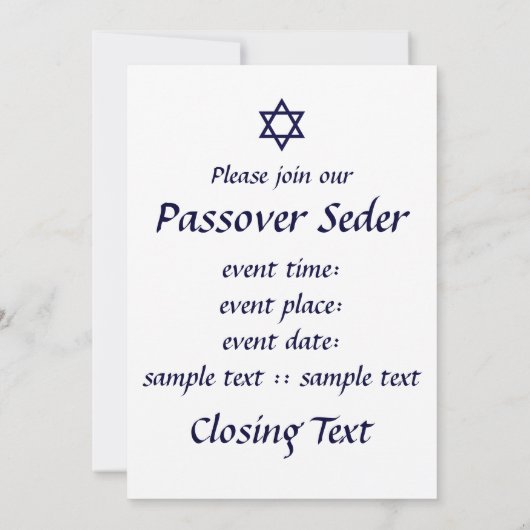 Uitnodiging Matzoh Passover Seder (Achterkant)