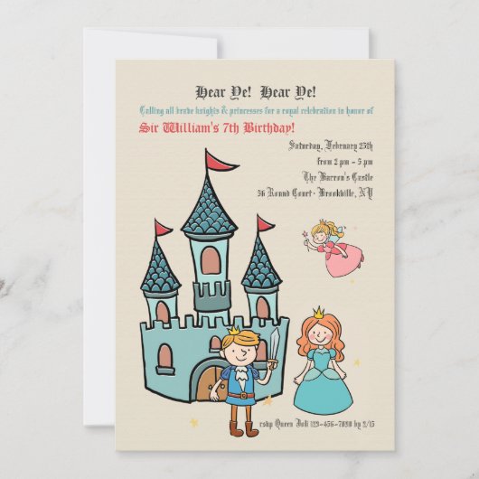 Uitnodiging Medieval Times Birthday (Voorkant)