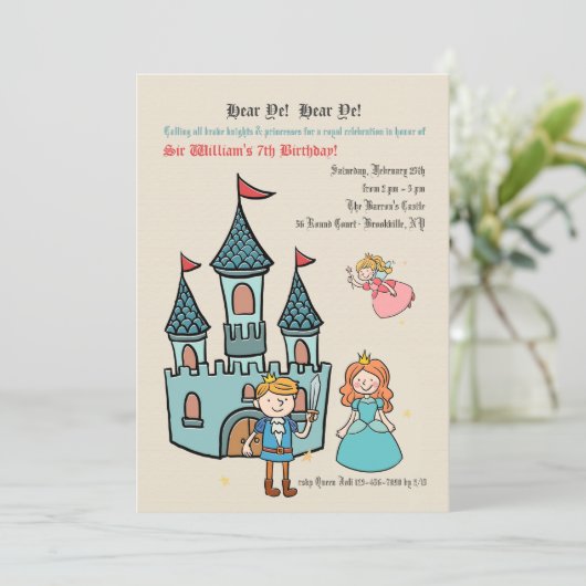 Uitnodiging Medieval Times Birthday (Staand voorkant)