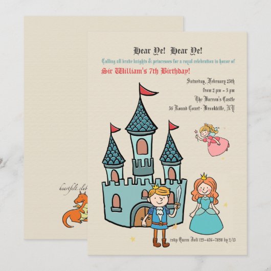 Uitnodiging Medieval Times Birthday (Voorkant / Achterkant)