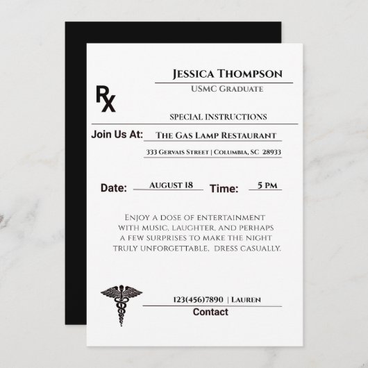 Uitnodiging medisch Afstuderen (Voorkant / Achterkant)