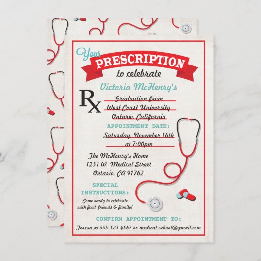 Uitnodiging medisch Afstuderen (Voorkant / Achterkant)