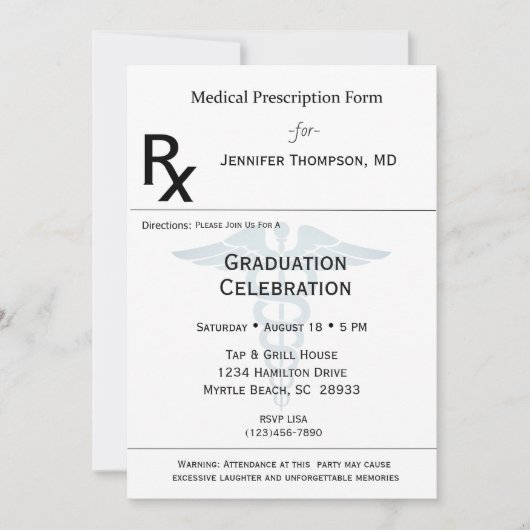 Uitnodiging medisch Afstuderen (Voorkant)