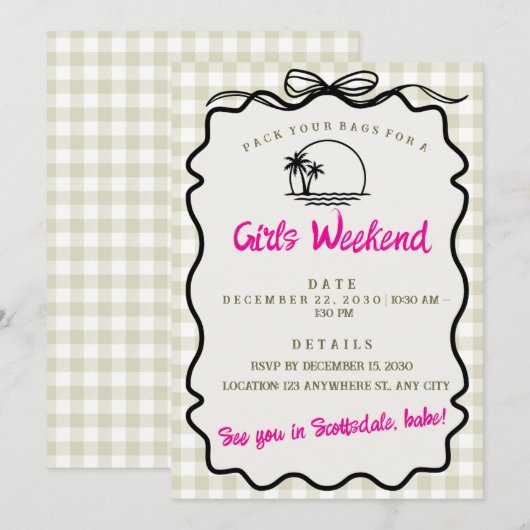 Uitnodiging Meidenweekend - Scottsdale Bachelorett (Voorkant / Achterkant)