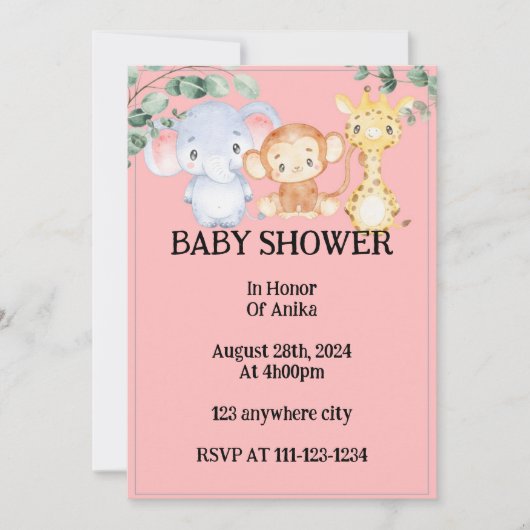 UITNODIGING MEISJE BABYSHOWER (Voorkant)