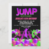 Uitnodiging Meisjes Trampoline Park Feest (Voorkant)