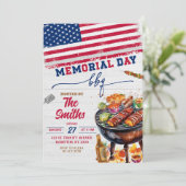 Uitnodiging Memorial Day BBQ-feest (Staand voorkant)
