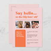 Uitnodiging met 3 foto's, 40e verjaardag retro (Voorkant / Achterkant)