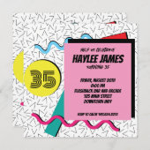 Uitnodiging met 80's 90's Modern Retro Memphis-pat (Voorkant / Achterkant)