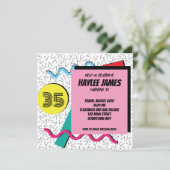 Uitnodiging met 80's 90's Modern Retro Memphis-pat (Staand voorkant)