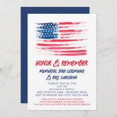 Uitnodiging met Amerikaanse vlag en patriottische (Voorkant / Achterkant)