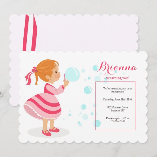 Uitnodiging met bellen blazen (Voorkant / Achterkant)