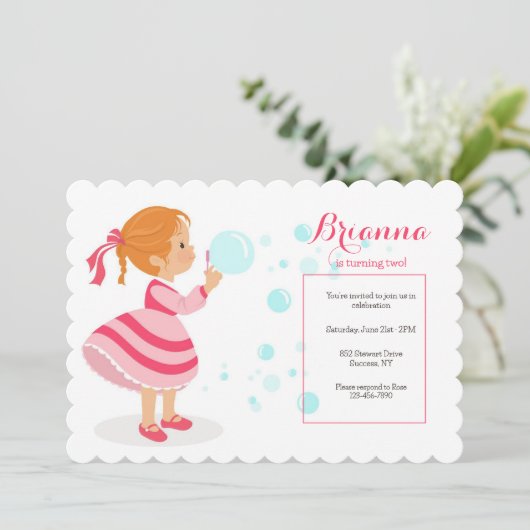 Uitnodiging met bellen blazen (Staand voorkant)