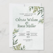 uitnodiging met bladeren en elegante groene plante (Voorkant)