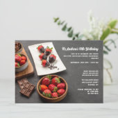 Uitnodiging met Chocolade Aardbeien (Staand voorkant)