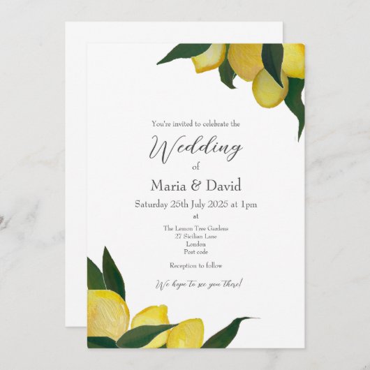 Uitnodiging met citroenen in olieverf (Voorkant / Achterkant)