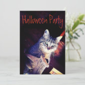 Uitnodiging met close-up foto van kat Kitty Aglow (Staand voorkant)