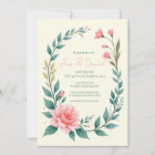 Uitnodiging met Delicate Bloemenkrans (Voorkant)